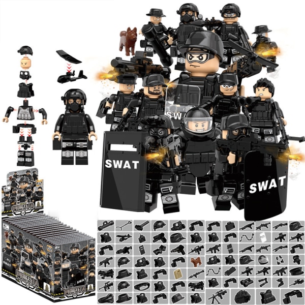 SWAT Team Special Forces Weaponry Kids Puslespil Bloklegetøj (pakke med 24)