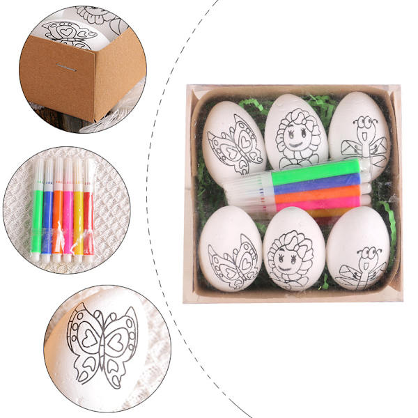 4 set påskägg DIY handmålade ägg, tecknade kaninägg barn handgjorda handgjorda gåvor