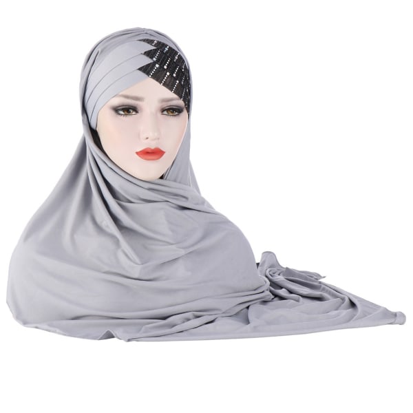 Kvinners Hijab Muslim Hijab heldekkende langt skjerf - lys grå
