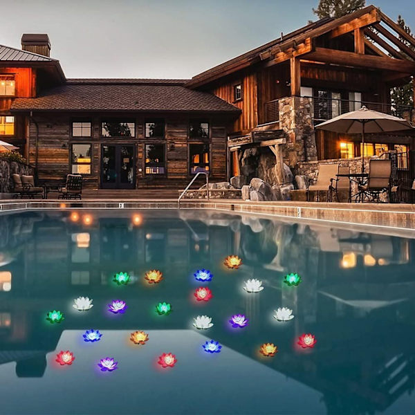 Artificiell flytande näckros lotus poollampa LED flytande lotus näckros för T