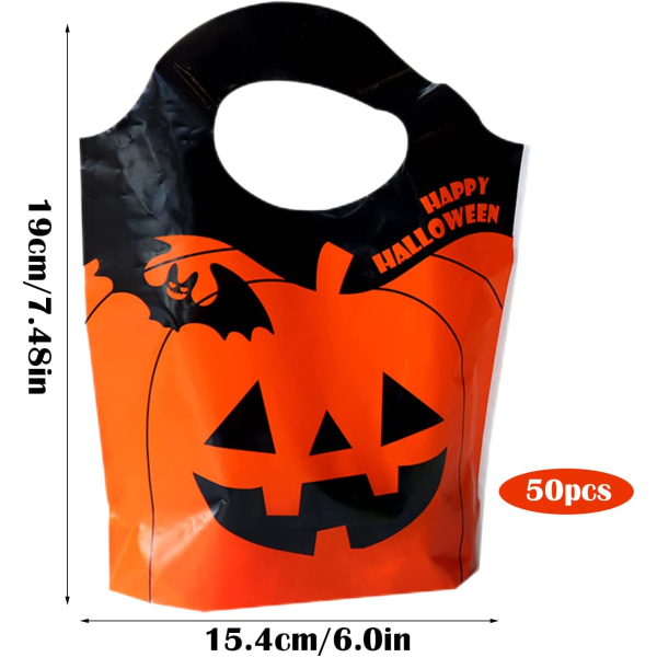 50 kpl muovi Halloween-juhlakasseja Halloween Trick or Treat -lahjakasseja Kangaskasseja Lahjakasseja lapsille