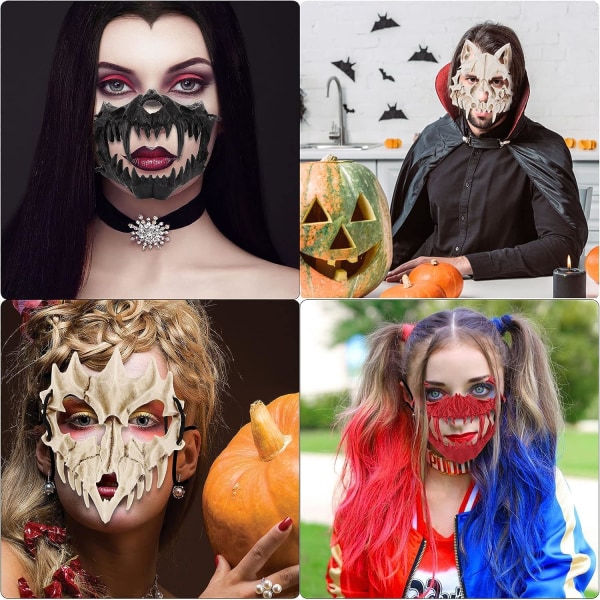 Nincee japanilainen Halloween-naamio, Tiger Cosplay -naamio - Resin Half Face White Skull Skr?mmande maski Black Tiger