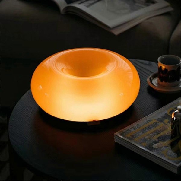 Oranssi Donitsi Lamppu, Mid Century Modern -tyylinen Lamppu, Yöpöytälamppu, Innovatiivinen Art Deco -lamppu, Kaunis Pöytä- ja Seinäkoristelamppu