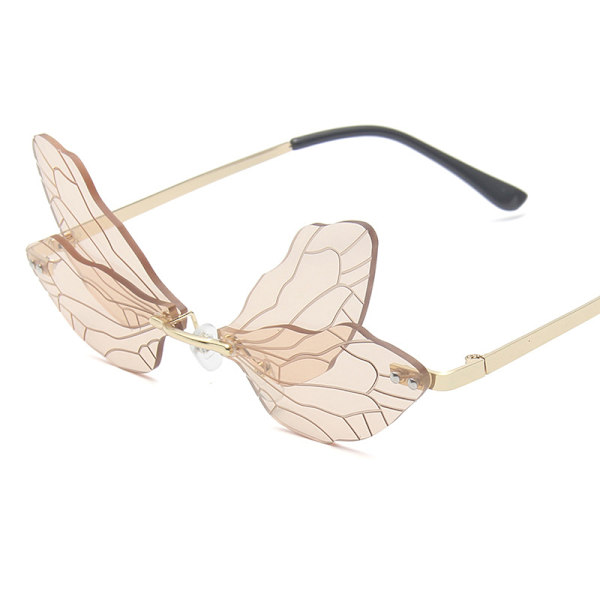 Dragonfly Rimless Solbriller Fe Vinget Formet Rammeløs （6#）