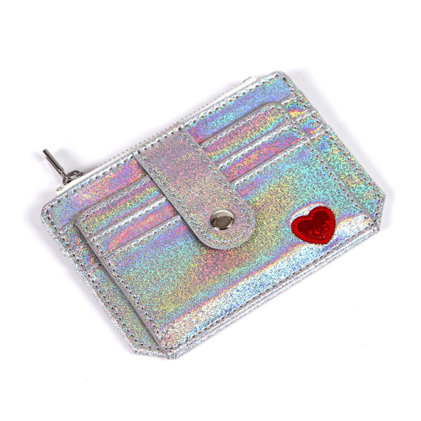 Jente liten lommebok RFID-blokkerende myntpung (sølv)