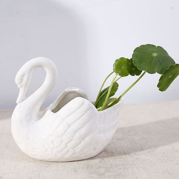 Kreativ Hvid Svane Keramisk Blomsterpot Multifunktion Lysestager