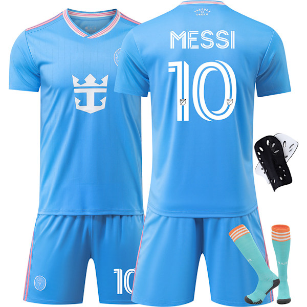 2526 Miami II Vieraspelipaita Nro 10 Messi Lasten jalkapalloharjoitteluasu Sininen pelipaitasetti Sukat{HONGDE} Size 10 socks #M