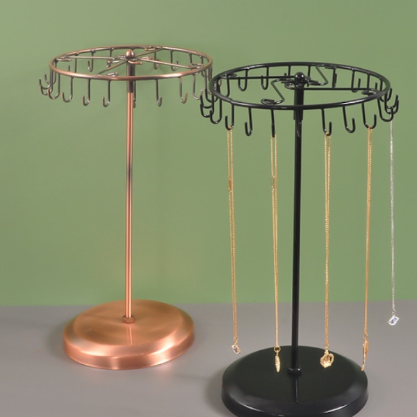 Roterende Halskædeholder Smykkeorganiseringsdisplaystand 33 cm - Sort
