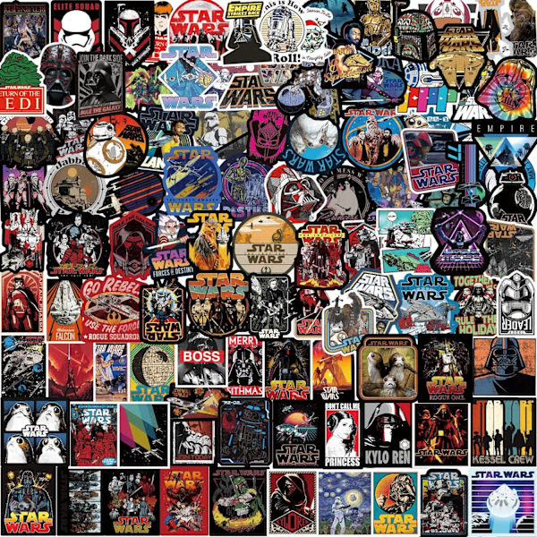 100 stycken klistermärken, Star Wars-klistermärken, vattentäta vinyl tecknade graffitidekaler Star war A