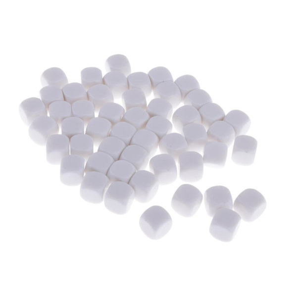 50 kpl Neliömäisiä Tyhjiä Noppaa D6 Kuusipuoleisia Rpg Peli Noppaa Lahja 18mm