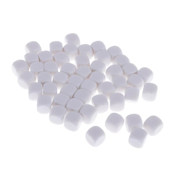 50 stk Blanke Terninger D6 Seks-Siders RPG Spill Terninger Gave 18mm