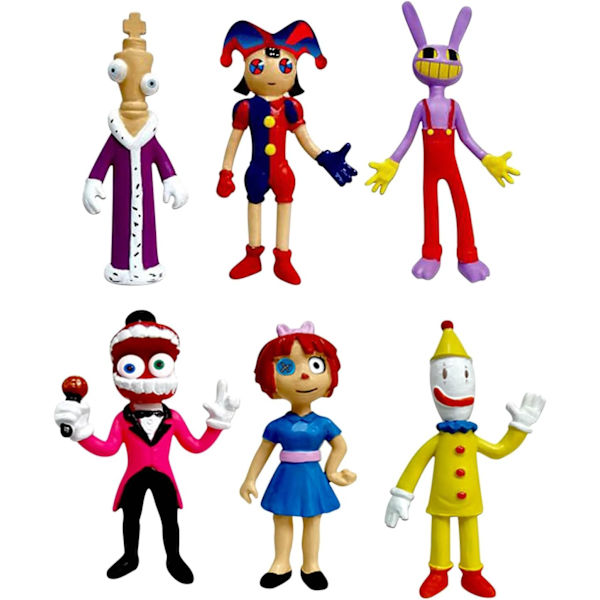 6 Fantastiske digitale sirkusfigurer, Pomni Jax modellleker for barn, samleobjekter fra The Amazing Digital Circus 6pcs-b