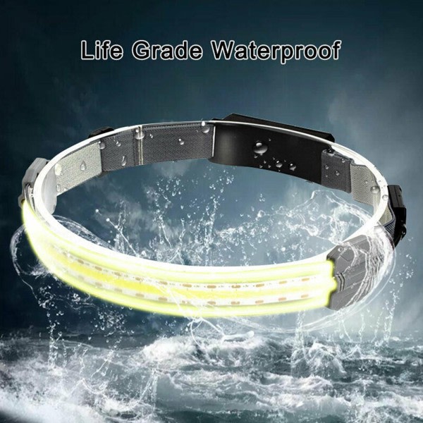 Genopladelig LED-pandelampe lommelygte grå