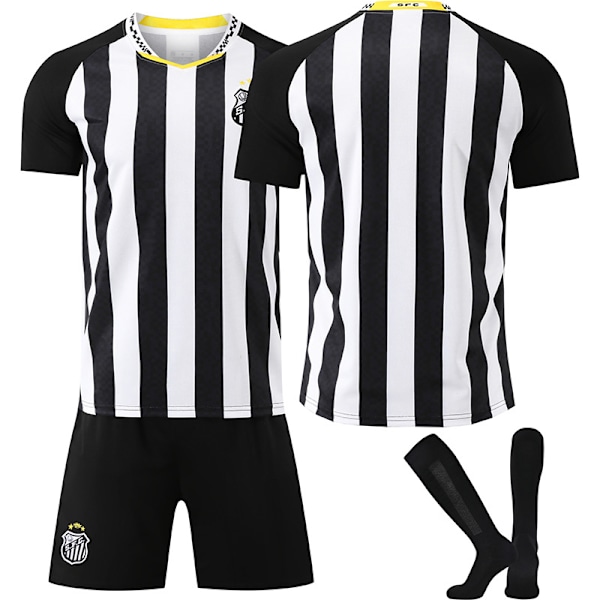 2025-2026 Santos udebanetrøje nr. 10 Neymar kortærmet fodbolduniform til børn, mænd og kvinder, dragtversion{HONGDE} No. 10 socks + protective gear 24 yards