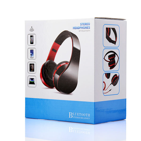 Bluetooth-hodetelefoner over-ear, sammenleggbart trådløst stereohodesett Red
