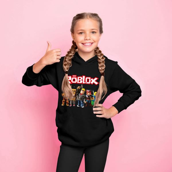Roblox hættetrøje til børn Overtøj Pullover sweatshirt black 130cm