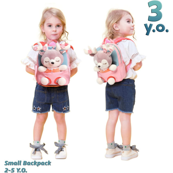 Bedårande ryggsäck för små flickor 2-6 år gammal plyschryggsäck 5#
