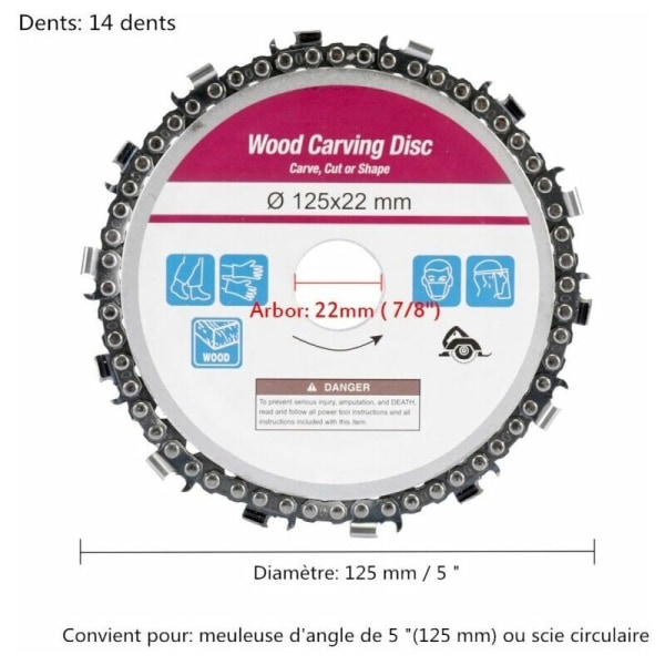 14-tandet slibeskive 22mm træskæringshjul efter