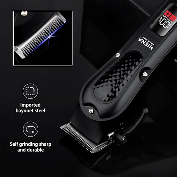 USB Uppladdningsbar Hårtrimmer för Män med LED-Display, Skägg- & Långhårstylingverktyg