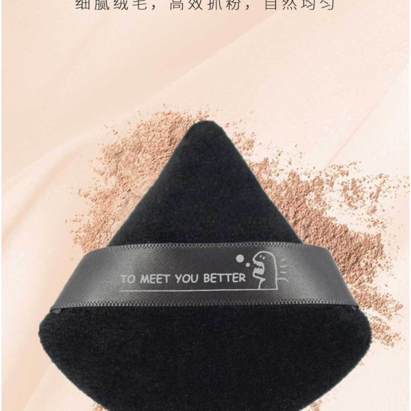2 stk Triangle Velvet Powder Puff, Mini Face Makeup Svamp black