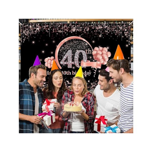 Dekorationer för 40-årsfest, roséguld 40-årsdagsbann