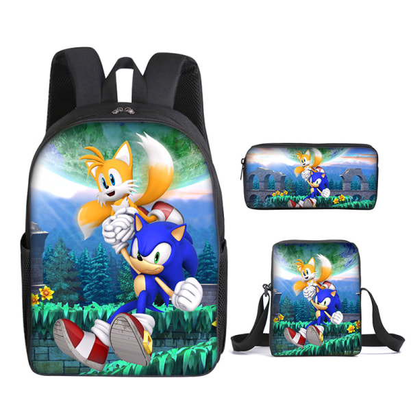 Sonic Student Skole Taske Tredelt