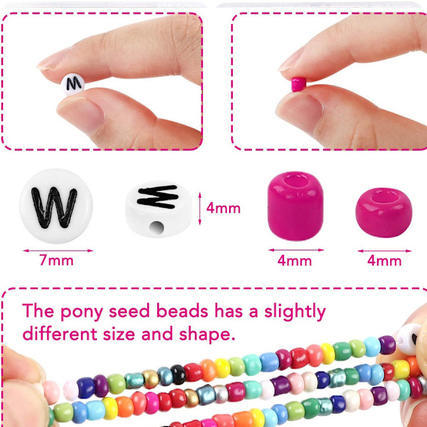 5000 stk. 4mm glas alfabetperler DIY armbånd smykkehåndværk