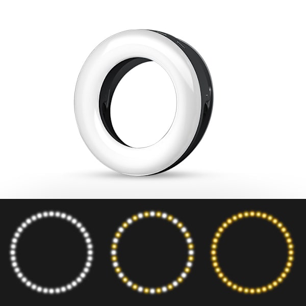 Selfie Ring Light, Clip-on Ring Light med 40 LED-lampor (svart)