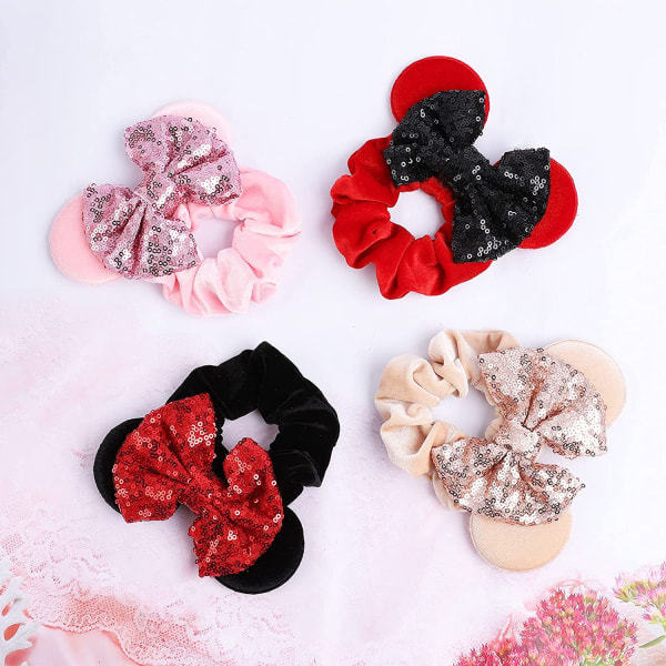 4st Hår Scrunchies Musöron Bows Scrunchies