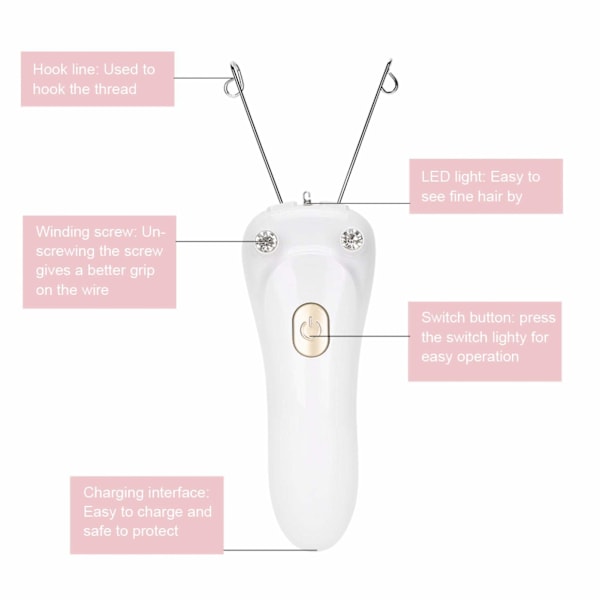 Hårfjerner Elektrisk tråd epilator Bomuldstråd epilator med bomuldstråd til fjernelse af overlæbe og hage i ansigtet