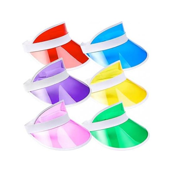 Pakke med 6 plastikvisirer - assorterede farver