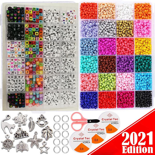5000 kappaletta 4 mm:n lasisia aakkoshelmiä DIY-rannekorun korujen askarteluun