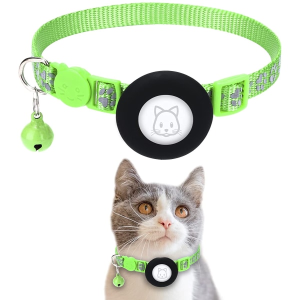 justerbar AirTag Cat Collars Reflekterende Air Tag Med Klokke light green
