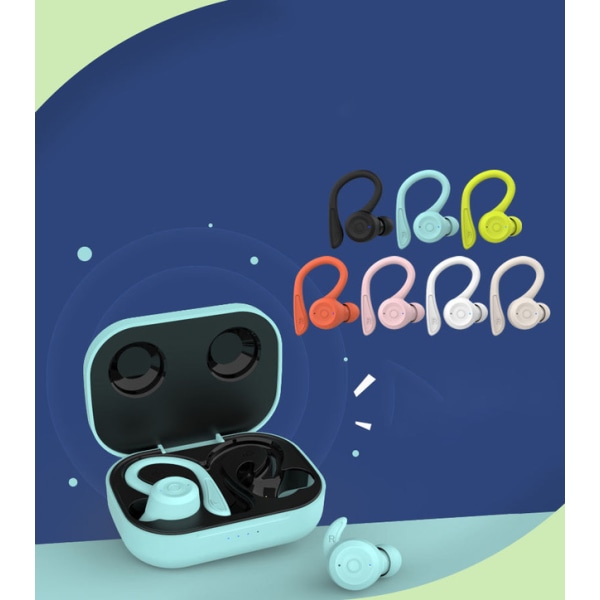 Hörlurar med öronkrokar, stor kapacitet, äkta trådlösa in-ear-hörlurar Black