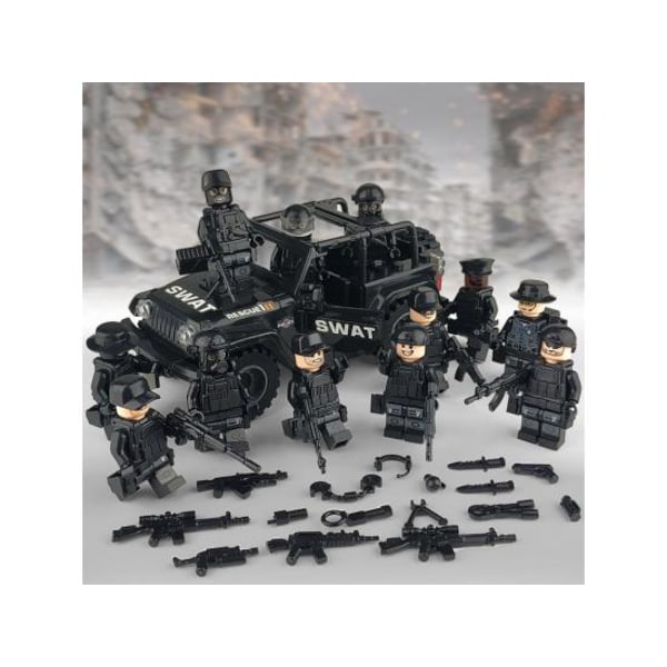 Militærserie samlet skurk 12 minifigurer og jeep