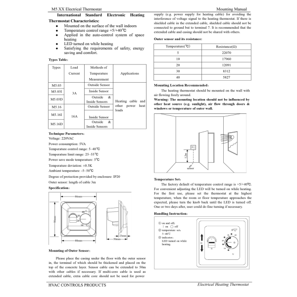 M59 Golvvärme Elektronisk termostat temperaturreglering