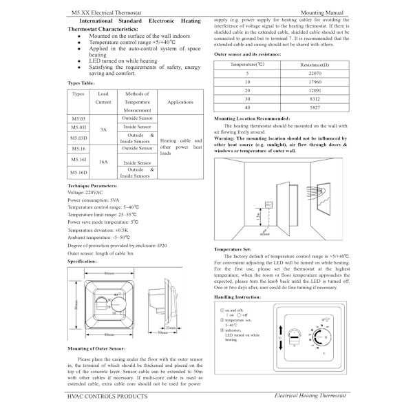 M59 Gulvvarme Elektronisk termostat temperaturregulering