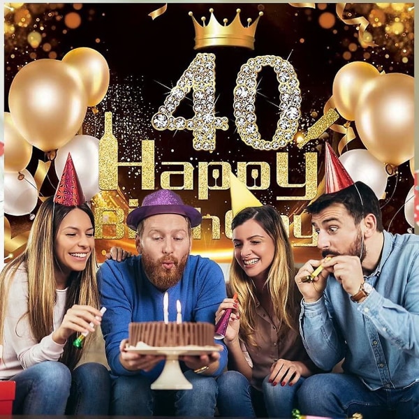Sort banner i sort og guld til 40-års fødselsdag
