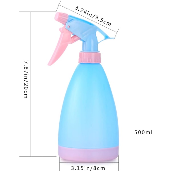 2 st stor sprayflaska, plastv?xt vattensprayflaska, 500 ml tom sprayflaska (rosa, bl?)