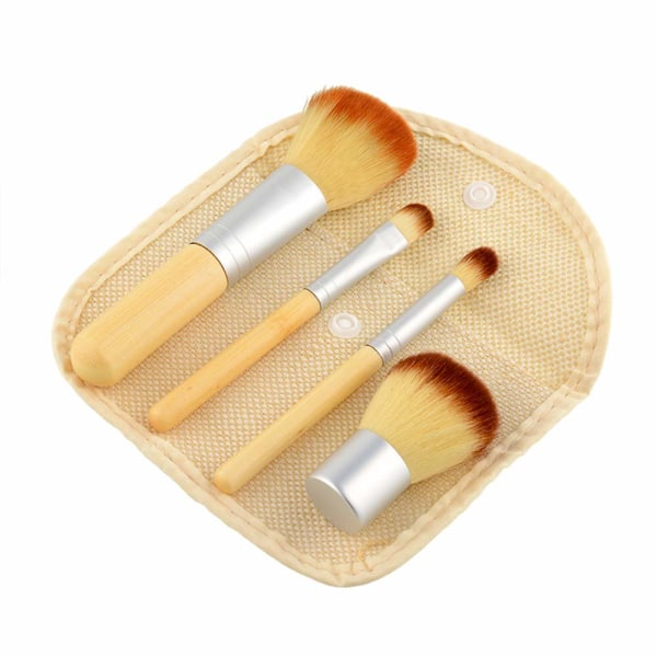 4 stk/sett Naturlig bambus håndtak makeup børste
