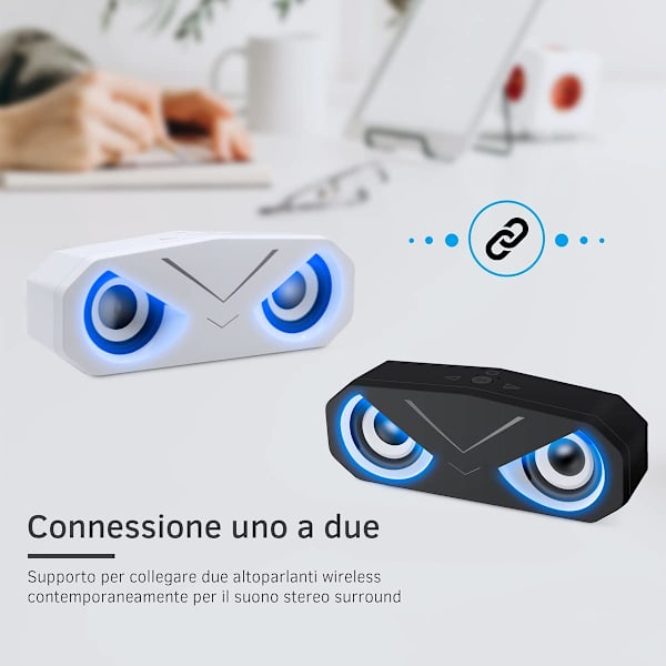 Trådlös Bluetooth 5.0-högtalare med djup bas LED-lampor svart