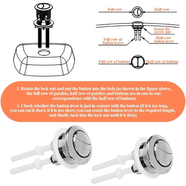 2-pak dobbeltknap toilet skylleknap to toilet skylleknapper (57mm hvid)