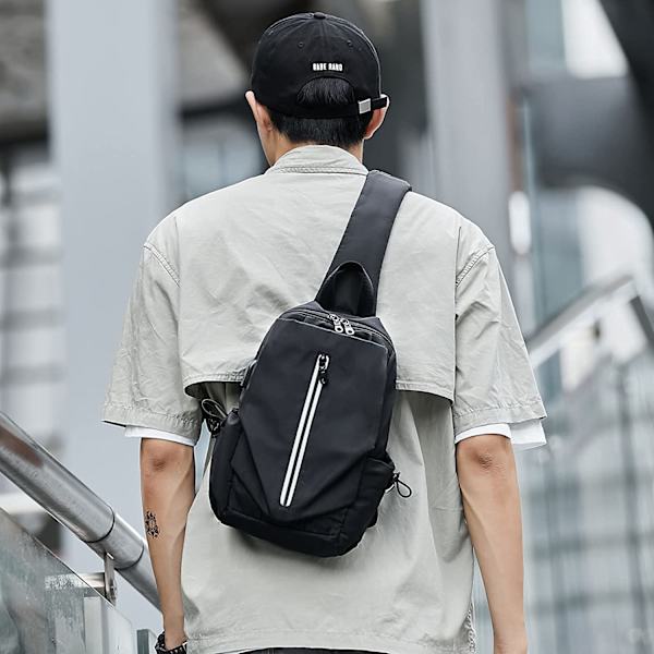 Crossbody Rygsæk Skuldertaske Mænd Kvinder Egnet, Sort