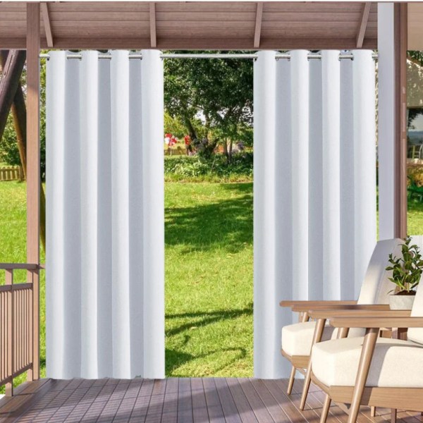 Panelgardin for innendørs og utendørs solskjerming, løkkegardiner for personvern til pergola, veranda, paviljong, hage, plen, hall, 132 x 213 cm, hvit