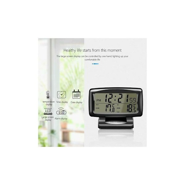 Biltemperaturklokke, LED digital klokke med bakgrunnsbelysning