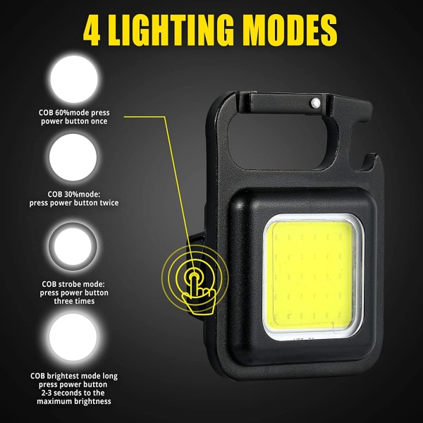 st Mini oppladbar lommelykt, 500 lumen 4 moduser Bærbar liten m