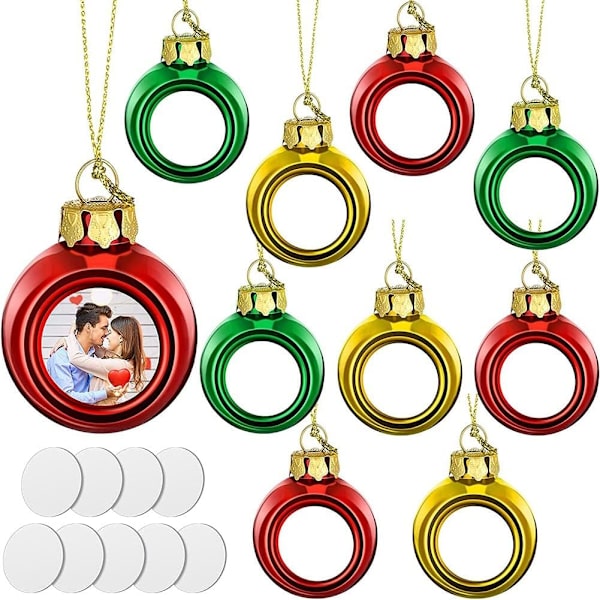 9 st sublimering julboll, obruten julgran ornament