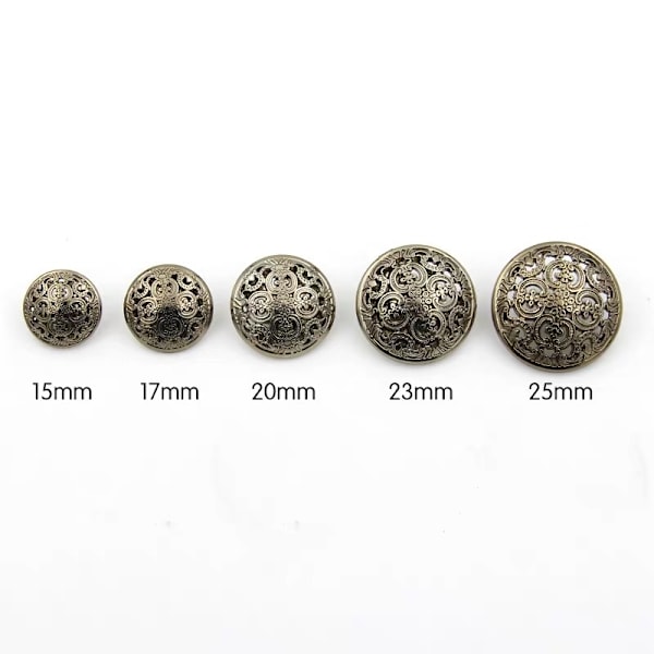 10 STK (gull, 20 mm) Klesknapp - Retro søm med hule knapper