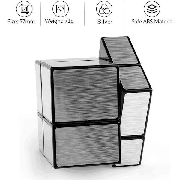 Magic Cube 2x2x2 3x3x3 Puzzle Cube Mirror Block Pack Irregulær Speedcube Ujevn 3D Puzzle Cube Leker Sølv (2-Pakning)