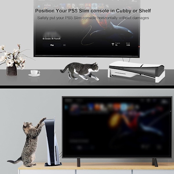 PS5 Slim Vaakateline, PS5 Slim Konsolin Jalusta, Jalusta Lisätarvike Yhteensopiva Playstation 5 Levy- ja Digitaalisten Versioiden Kanssa (FMY) Black